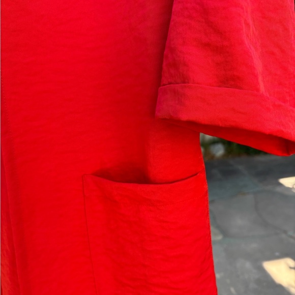 Vilagallo Jacket Red Lightweight 3/4 Sleeve Slouchy Silky Size 44 Large - Picture 5 of 11